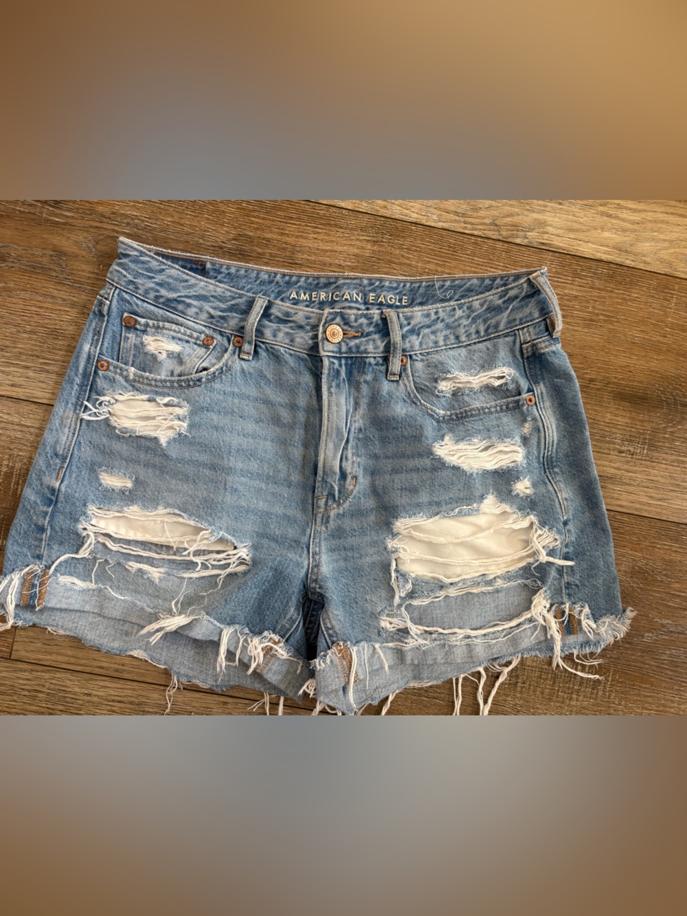 American Eagle Outfitters Light Blue Distressed Denim Jean Shorts